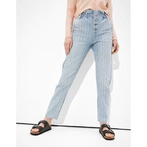 American Eagle Outfitters Mom Jean Blue Indigo Stripe Sz 0 Long